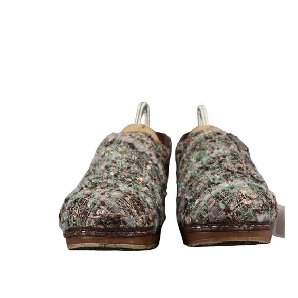 Sanita Shoes Womens 37 Clog Slip On Danish Woven Textile Brown Teal Comfort Walk - Picture 3 of 16